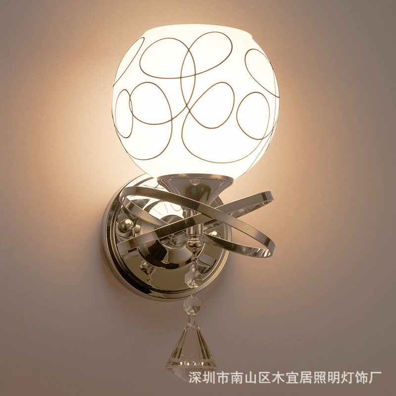 壁灯床头灯卧室现代简约创意led墙壁灯客厅楼梯阳台过道水晶壁灯 - 装潢批发网