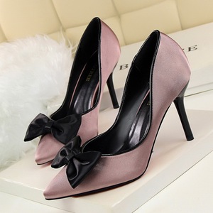 Han edition sexy fine nightclubs with high 9601-1 with lighter pointed hollow-out leopard bow single shoe heels