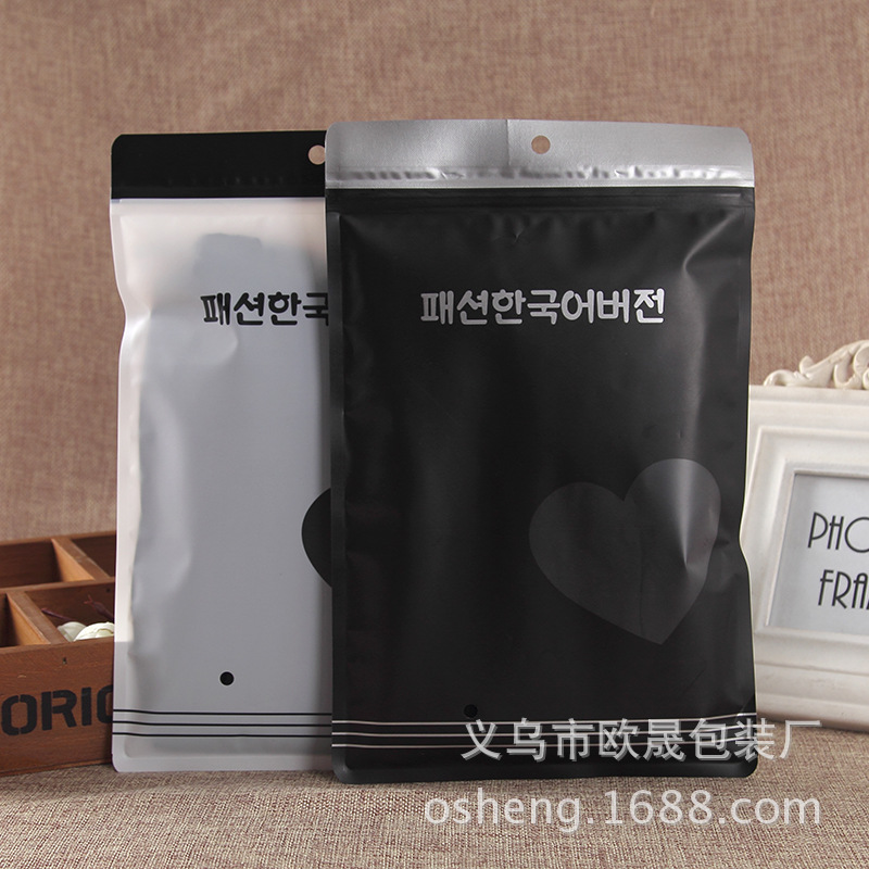 韩文保暖裤包装袋 一体裤打底裤磨砂袋 服装包装袋裤子自封袋厂家