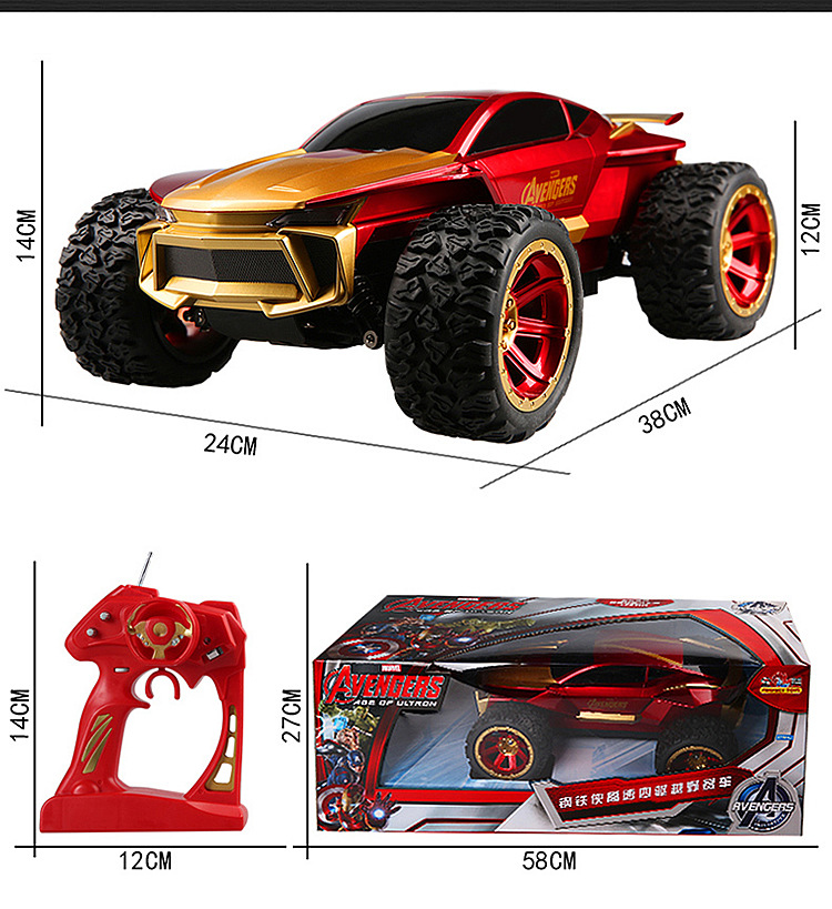 钢铁侠儿童遥控车赛车越野车 时速25公里四驱高速车 澄海玩具批发