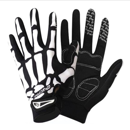 Cycling gloves Qepae Chipper cycling long finger warm gloves cycling sports outdoor full finger skull gloves