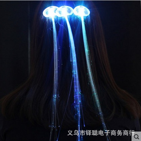 LED luminous braids fiber optic hairpins colorful glittering hair prom bar props toys wholesale