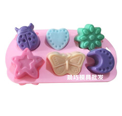 Supply silicone cake molds, love ice trays, 6-piece star moon, handmade soap molds, beetle butterfly
