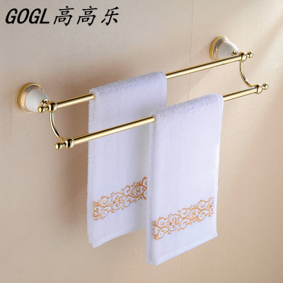 Classical European-style Ceramic Golden Rose Gold Double-pole Towel Rack Towel Bar Towel Hanging Sanitary Ware