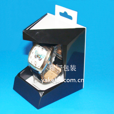 注塑塑胶三角形带挂钩手表包装盒塑料表盒052通用礼盒包装