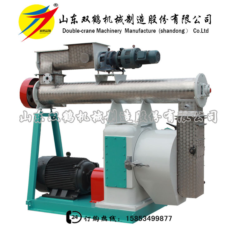 卧式环模320饲料颗粒机价格。时产3吨鸡猪鸭鹅畜禽饲料颗粒机机组