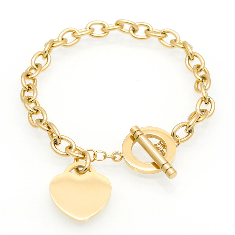 European and American Fashion Love Stainless Steel Bracelet Peach Heart Letter Rose Gold Bracelet T-word Titanium Steel Bracelet European and American Fashion Love Stainless Steel Bracelet Peach Heart Letter Rose Gold Bracelet T-word Titanium Steel Bracelet