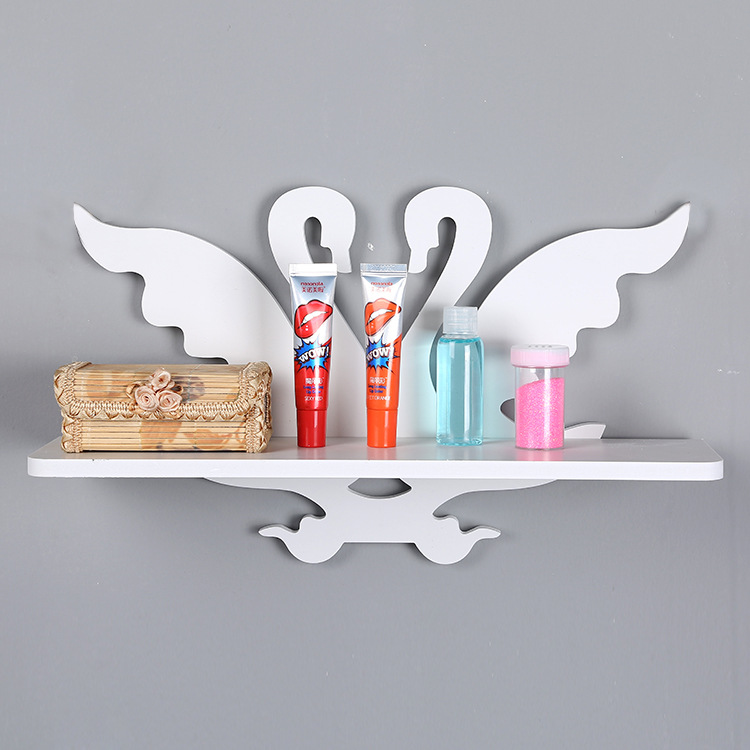 田园一字隔板可拆卸小天鹅墙上置物架墙壁装饰卧室墙面壁挂架批发|ms