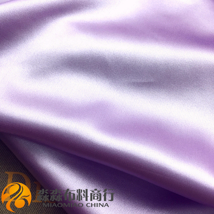 新款睡衣布料 薰衣草浅紫色柔软仿真丝色丁 电光背景娃衣装饰面料