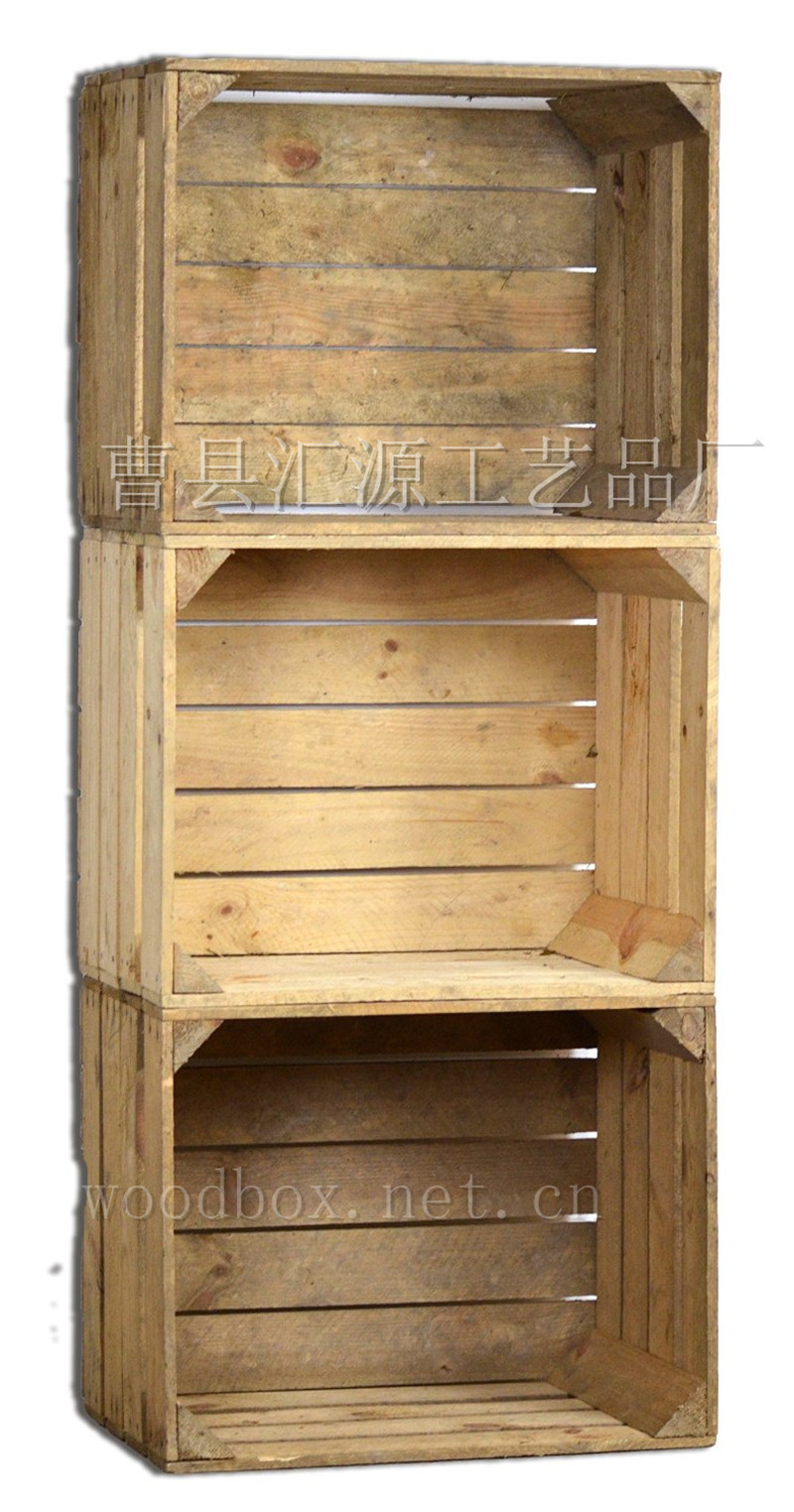 1 厂家定制出口复古做旧破旧感水果蔬菜收纳书板条木箱 (3)