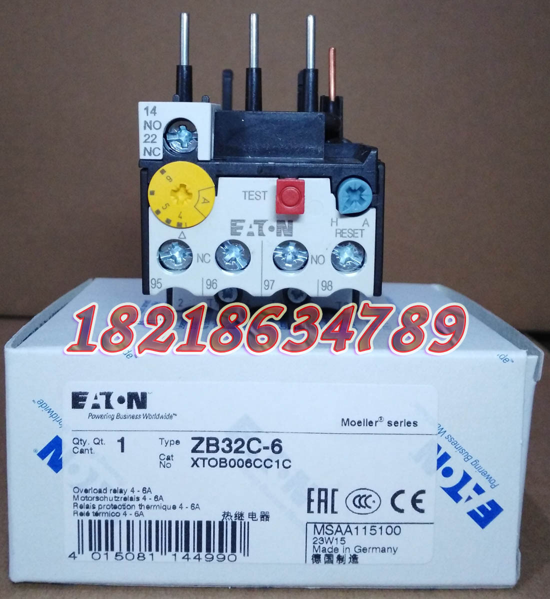 EATON热过载继电器ZB32C-6正品现货