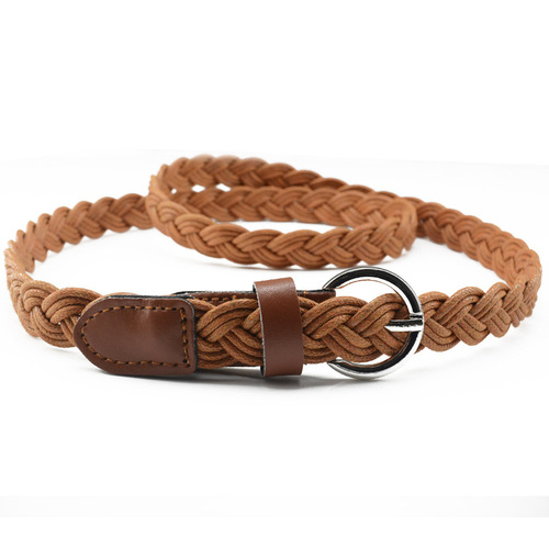 Retro braided women's decorative trousers with thin waistband, casual, fashionable and versatile braided belt skirt without holes pin buckle