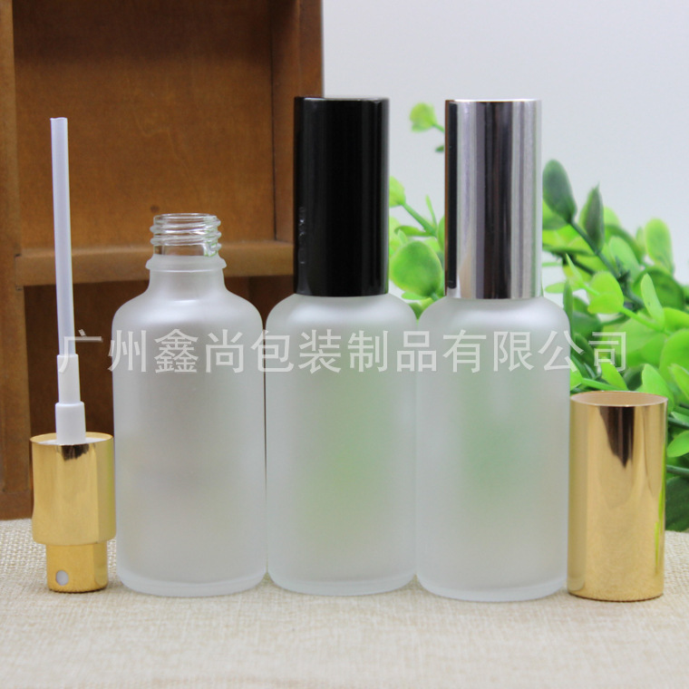 透明蒙砂玻璃精油瓶磨沙调配瓶50ml分装稀释空瓶化妆品喷雾细雾瓶