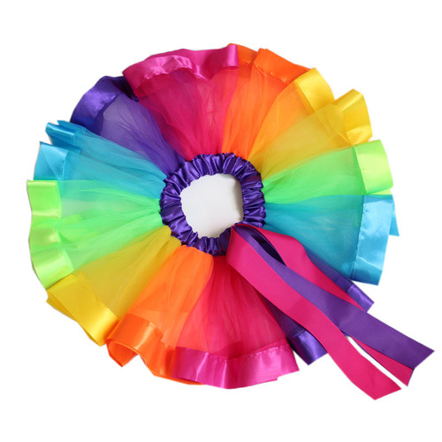 Girls baby toddlers rainbow color tutu skirt kindergarten stage performance ballet dance princess pettiskirt for kids 