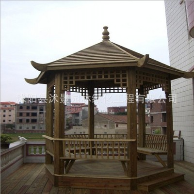 Manufactor supply outdoors Pavilion Anticorrosive wood Carbonized wood Gallery planes Scenery gardens Arbor Wooden Pavilion