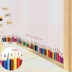 Color Pencil Skirting Board Bedroom Living Room Children's Room Corridor Entrance Waistline Bathroom Decorative Wall Sticker SK7014 
