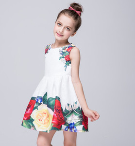 The spring and summer of girls rose flower print dress Princess Tutu manufacturers wholesale trade of Amazon