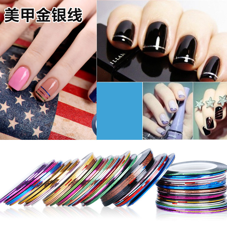 Nail Art Jewelry Painted Line Laser Nail...