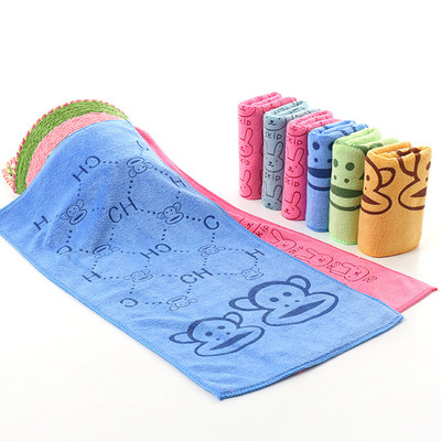 青雲毛巾廠家超細纖維印花童巾25*50加厚磨毛動物卡通兒童擦臉巾