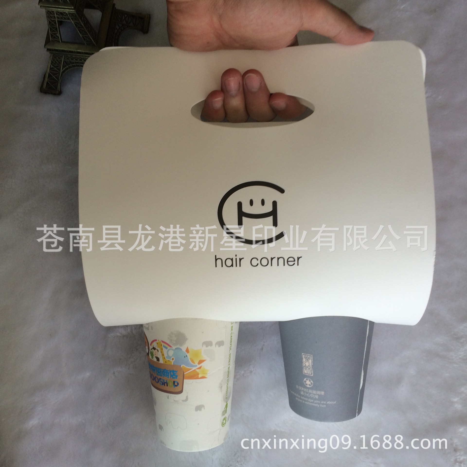 创意杯托双杯手提外卖杯托咖啡奶茶打包杯托杯卡彩色印刷厂家生产