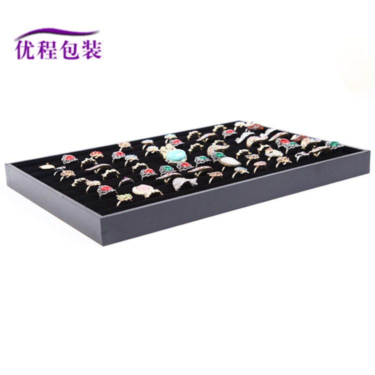 现货批发100位戒指盘无固定位8条戒指耳钉展示盘绒布首饰盘饰品盘