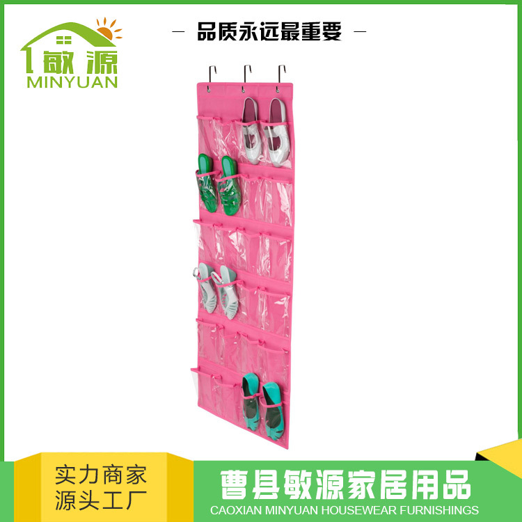 Transfronterizo dedicado PVC puerta del hogar bolsa colgante bolsa de almacenamiento de zapatos 24 rejilla de tela no tejida bolsa colgante de almacenamiento al por mayor