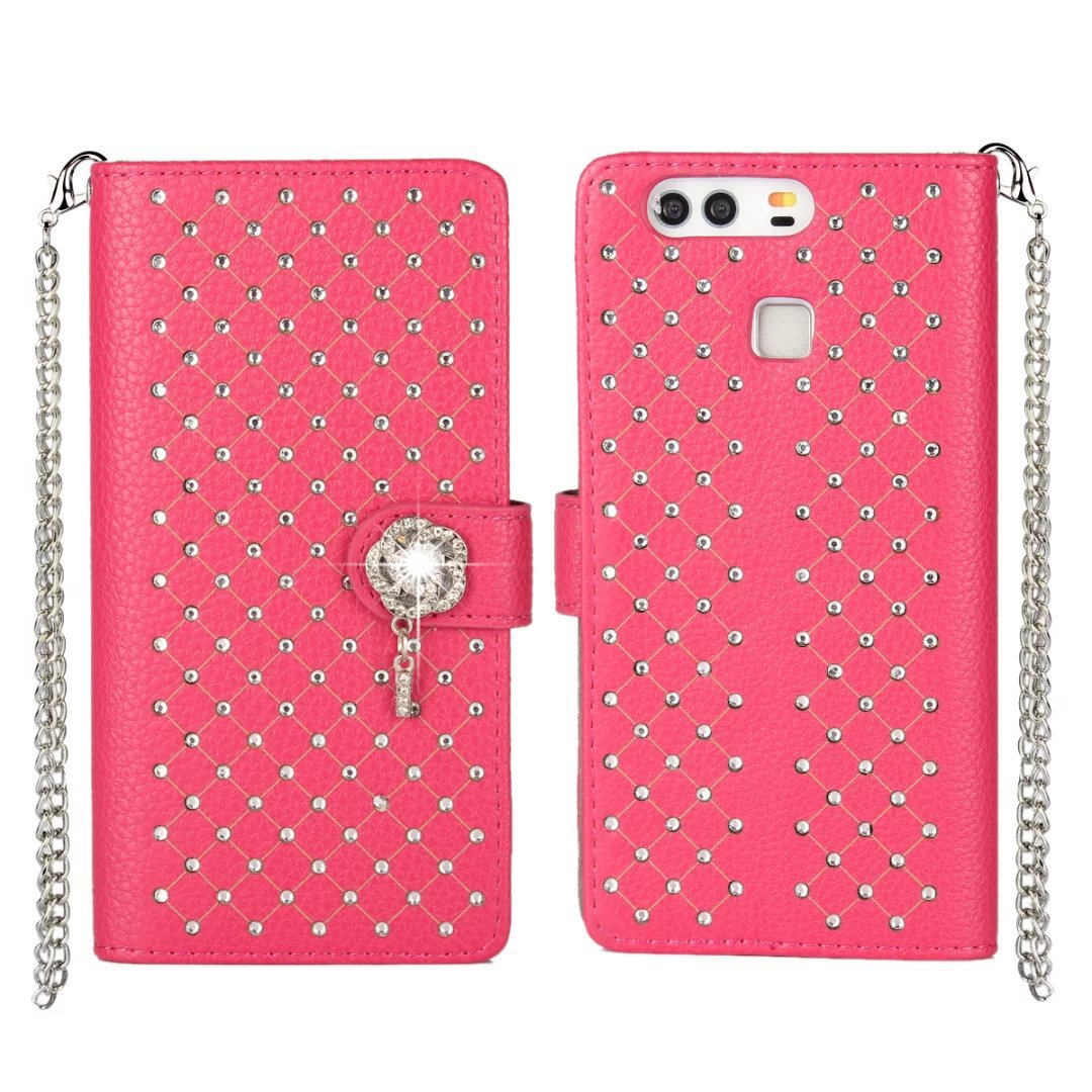 手机保护套-华为P9 Plus钱包皮套 贴钻满天星左