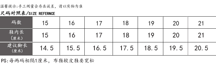 兒童牛筋底尺碼表
