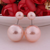 Classic double-sided earrings from pearl, European style, wholesale