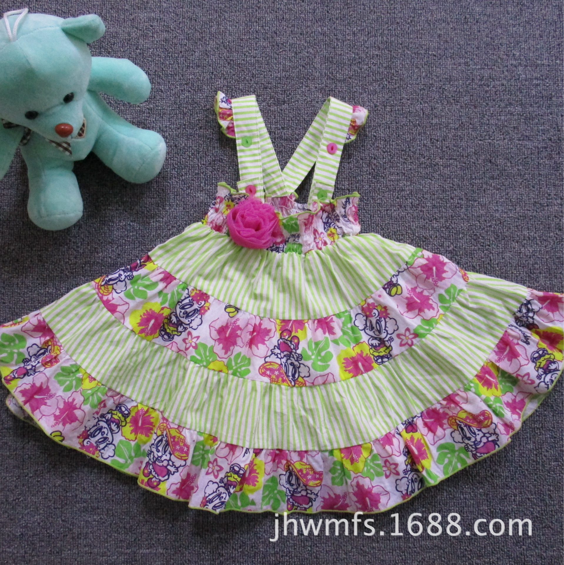 外貿原單花朵吊帶裙