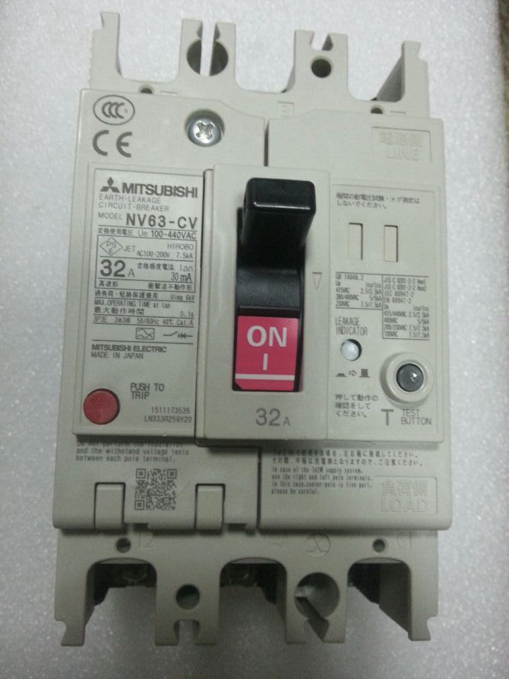 供应原装日本三菱漏电断路器NV63-CV 3P 32A 30MA