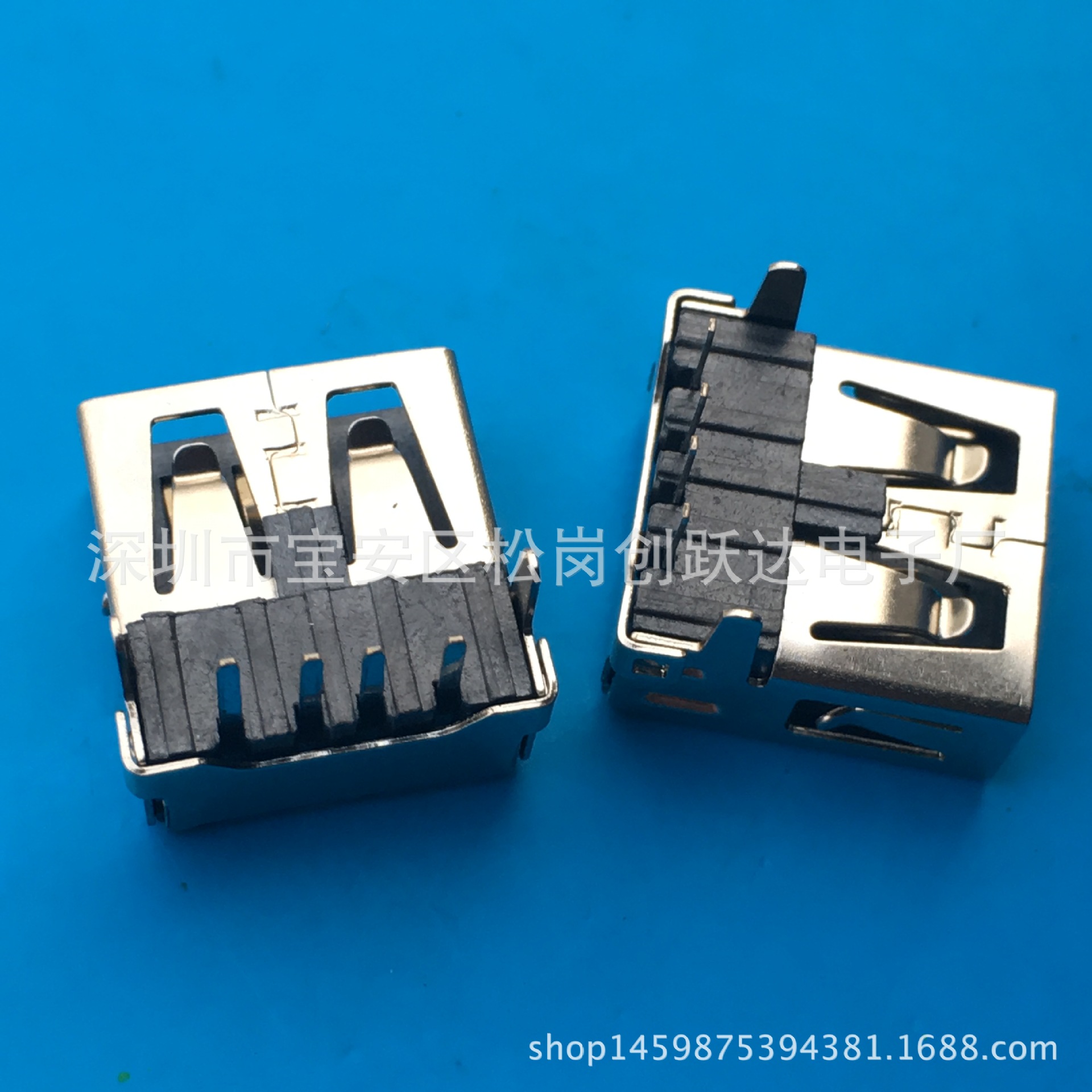 浅绿色双层母座 USB 10.5mm短体A母180度双层直插直脚dip直边彩色-阿里巴巴