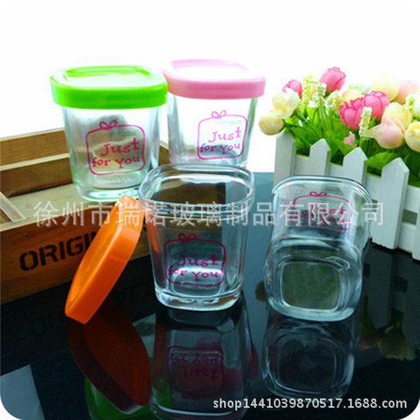 150ML四方形布丁瓶玻璃布丁杯酸奶瓶玻璃烘培模具带盖耐高温