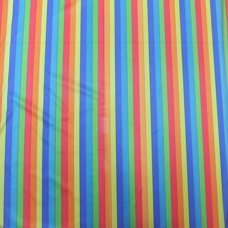 厂家直销 七彩条纹平板布印花 服装面料 舞台时装 印花布料