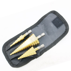 Hexagonal handle step drill bit pyramid drill bit spiral drill bit steel hole opener 4-32, 4-20, 4-12 black blue cloth bag