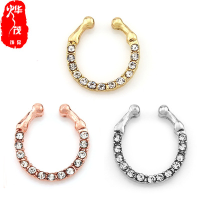 Ebay 速卖通 wish热卖金色畅销水晶假鼻环假鼻钉穿刺鼻饰饰品