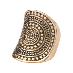 Elegant Bohemian Retro 18K Solid Gold Intricate Military Shield Ring for Both Men and Women on Amazon