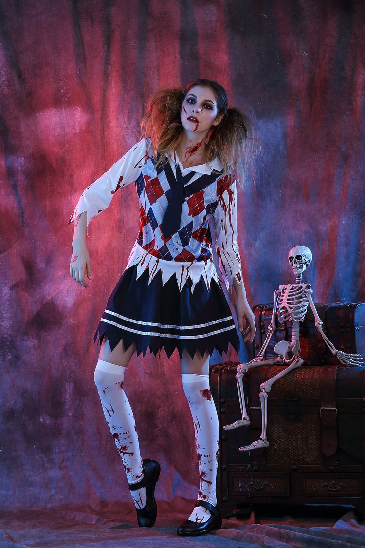 Halloween cosplay ghost student horror zombie dress costume nihaostyles wholesale clothing NSQHM82187