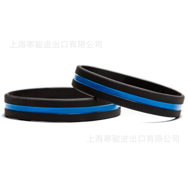 Thin Blue Line 硅胶手环 蓝色线 凹字填色 手腕带