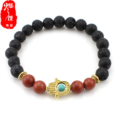 饰品淘货源佛珠手链 火山岩石手掌眼睛串珠手链男士女士