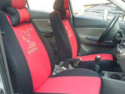 Factory Direct sales BYD FO sail Alto all-inclusive breathable electric car scooter Four Seasons universal car seat cover (Universal seat cover) - snoopy-black-and-red-universal