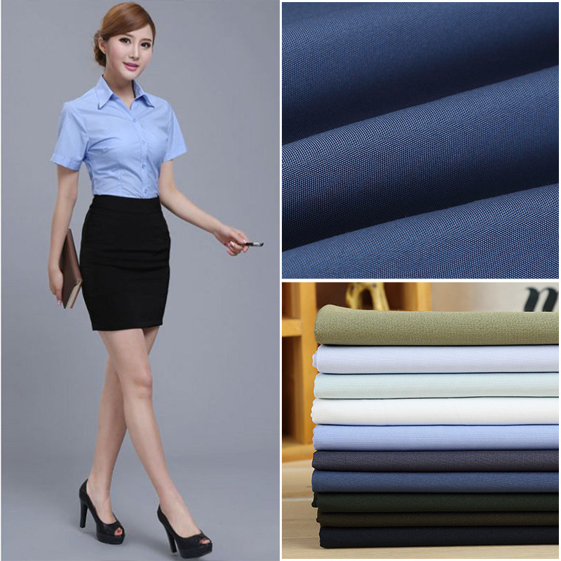 新交通涤棉交织绸 经典平纹染色四季外长衬  制服衬衫面料现货