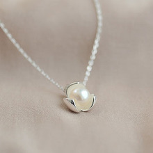 s925純銀項鏈 三葉草珍珠短款 純銀項鏈 韓版銀飾品
