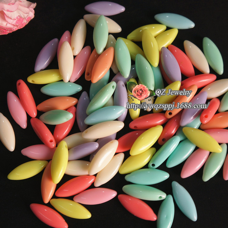 Factory direct sales 8*22 diy children's educational beading accessories Spring color series long needle beads hanging hole beads detail image 4