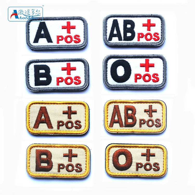 Sea Cable outdoor POS NEG Tactical Blood Type 5x2.6cm A Type B Type A Type O -embroidered Vilewood Magic Patch