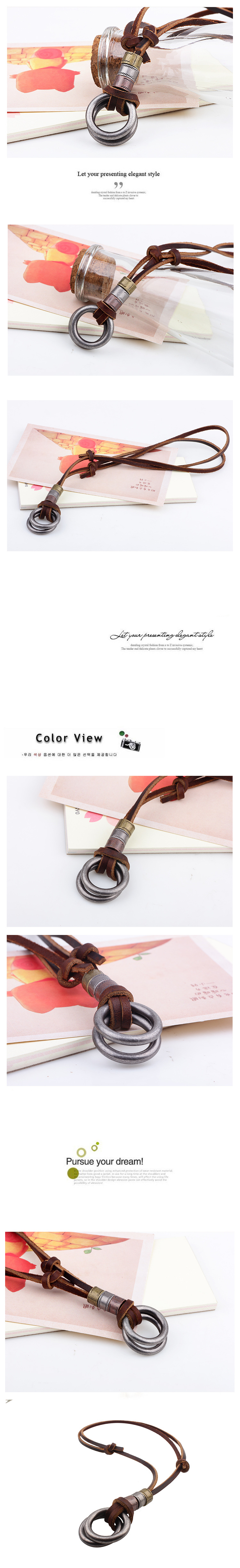 simple pendant cowhide necklace leather rope necklace jewelry