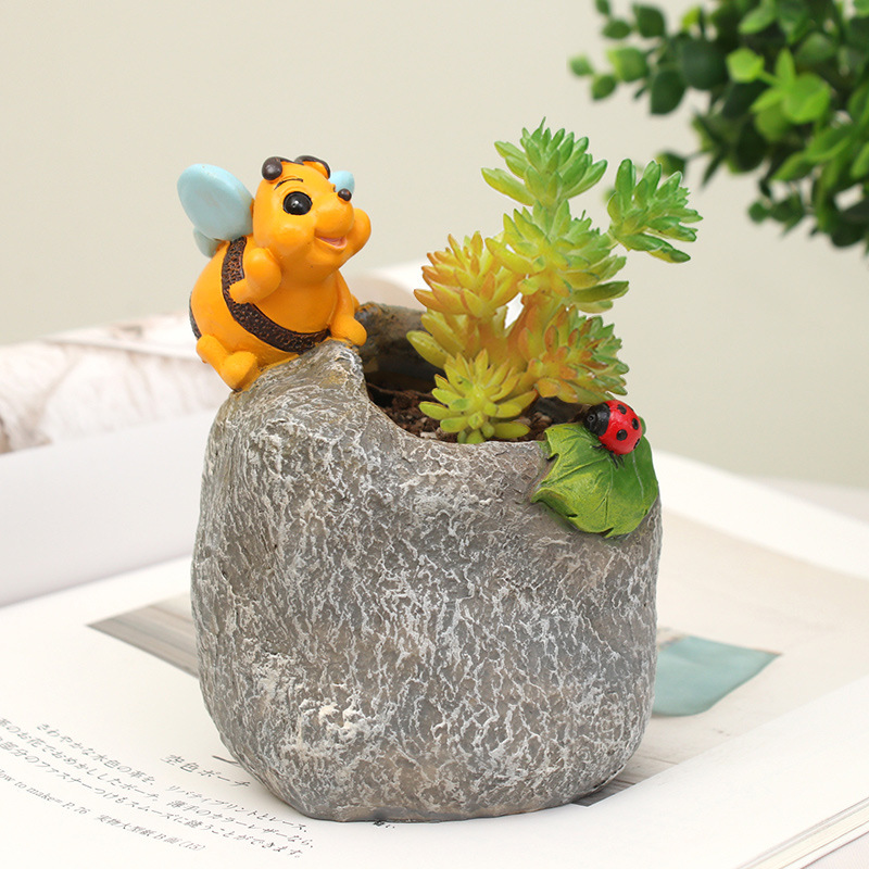 Chậu Cây Resin Bộ que cắm hoa thời tiết hoạt hình Zakka, phụ kiện tiểu cảnh và chậu cây mọng nước (RG-185)