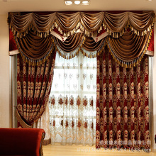 高温定型欧式豪华雪尼尔窗帘布料卧室全遮光窗纱成品窗帘定制批发