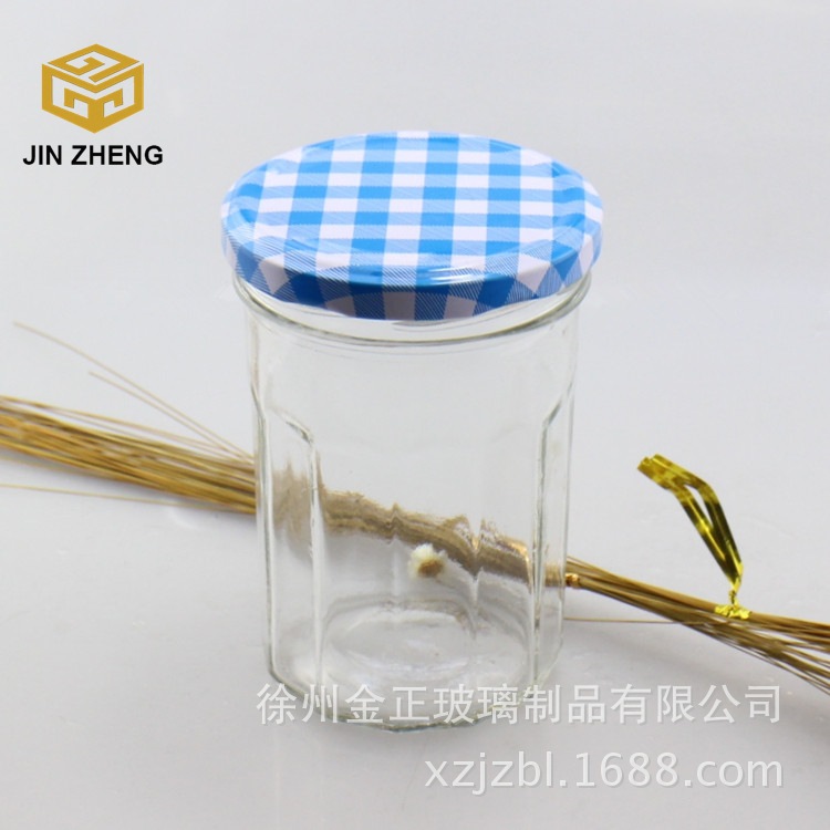 330ml蜂蜜瓶无铅玻璃高白料条纹罐头酱菜瓶