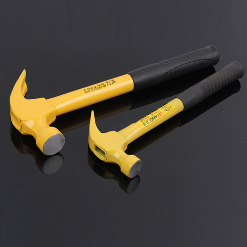 Manufacturer supplies claw hammer 0.25kg 0.5kg 0.75kg nail hammer yellow steel pipe claw hammer